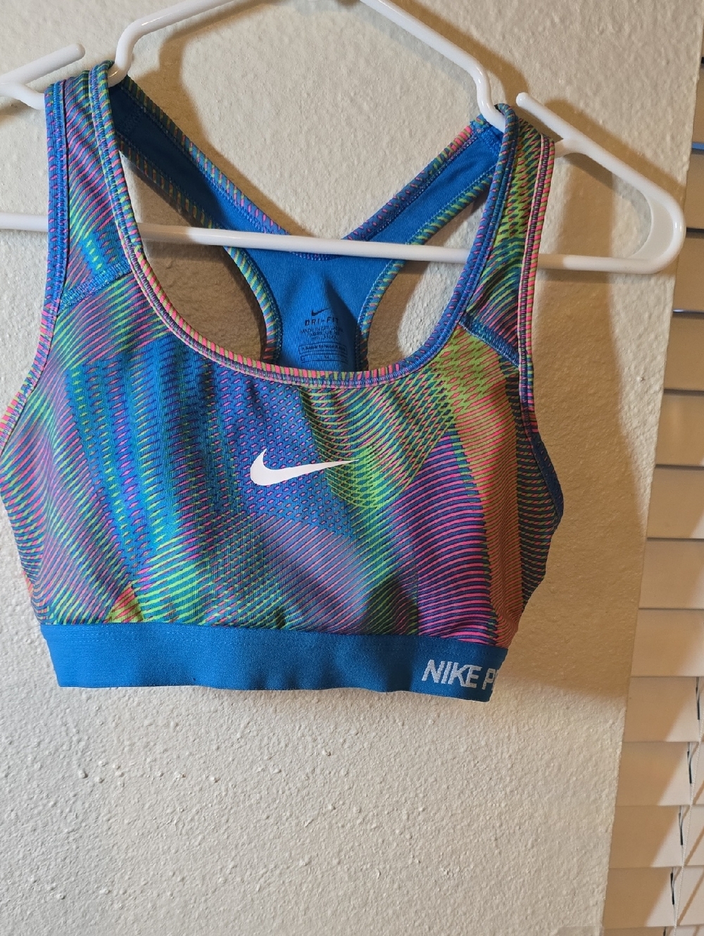 Nike Multicolor Wave Sports Bra with Blue Band